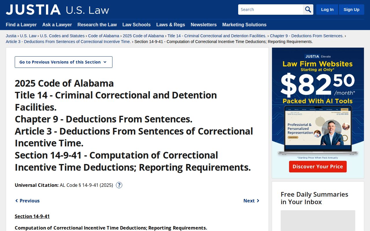 Alabama good-time statute for Conecuh County projected release date calculations